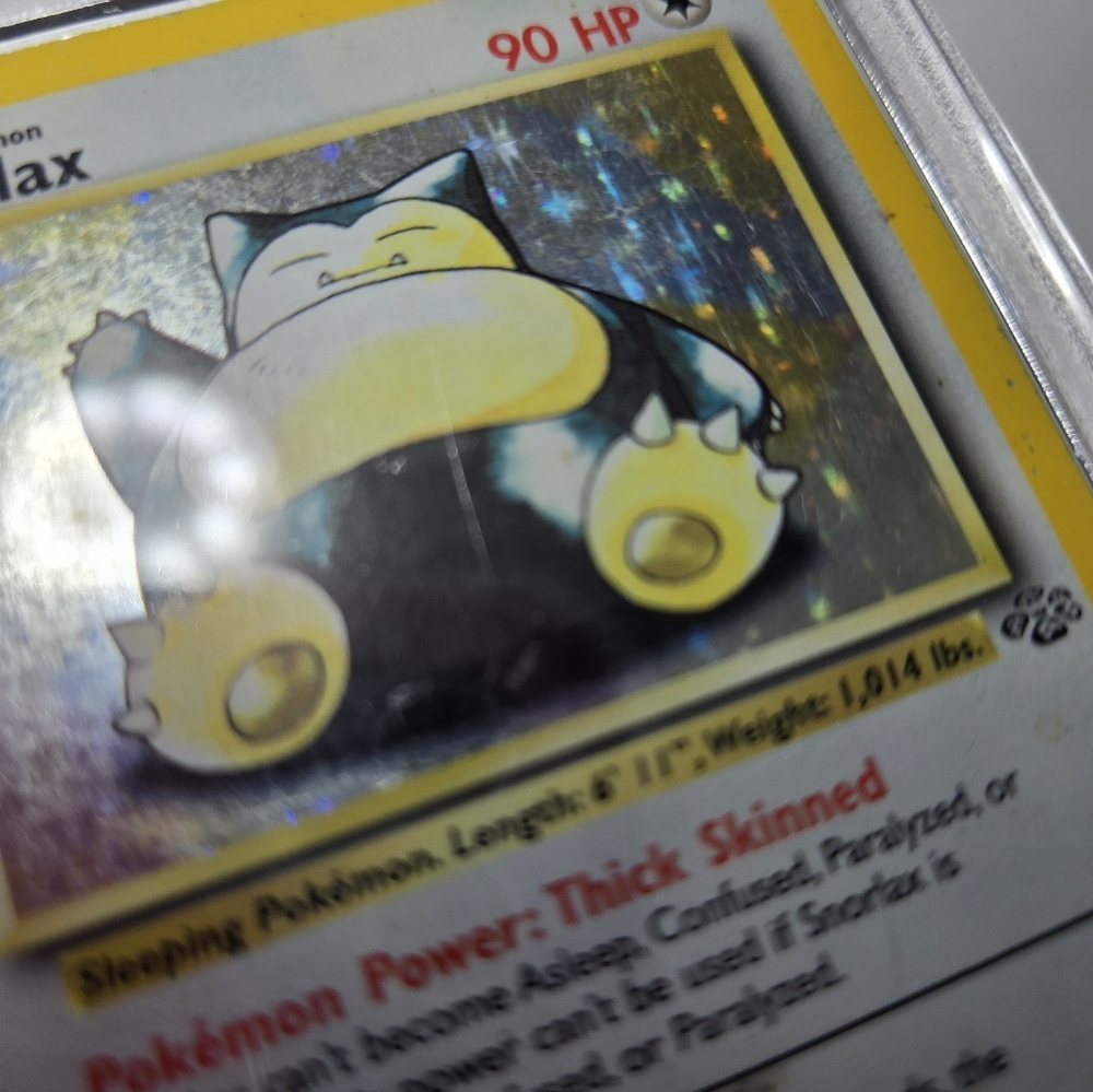 ✨ Holographic Vintage Snorlax Pokémon Card – Moderate Play – Magnetic Case Incl. - Picture 5 of 8